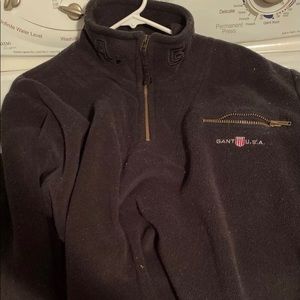 Gant USA men medium sweatshirt quarter zip 1/4 zip fleece sweater black